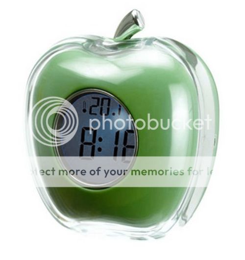 Green Talking Apple Shape Digital LCD Desk Table Clock Alarm Date Temperature