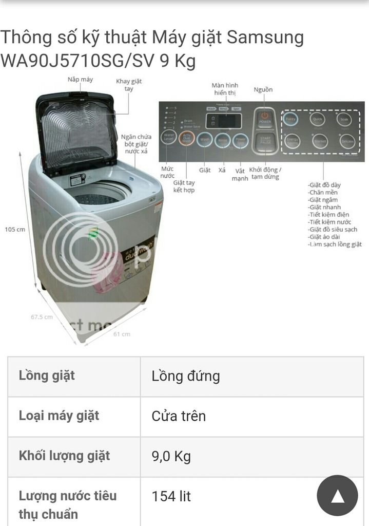 Bán Máy giặt cửa trên Samsung 9 Kg mẫu 2015 hỗ trợ giặt tay mới 99.99% Bh 11 năm